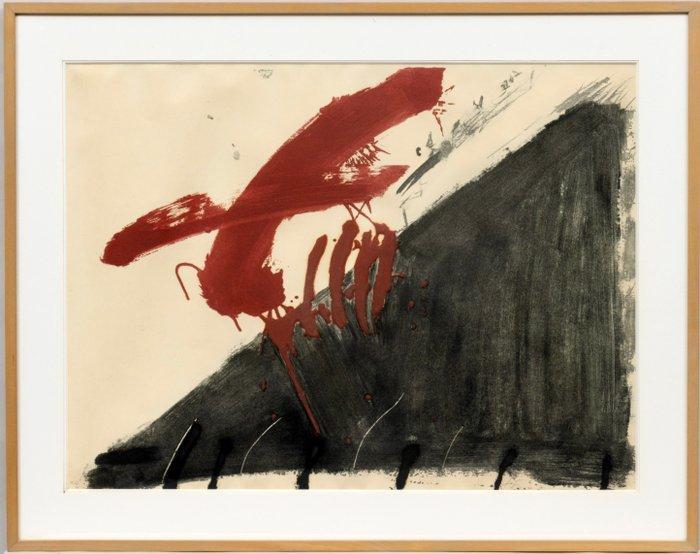 Antoni Tapies (1923-2012) - Negre i roig (Quatre ditades),, Antiek en Kunst, Antiek | Overige Antiek