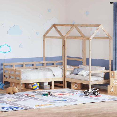 vidaXL Kinderbed met huisje en bankje massief grenenhout, Maison & Meubles, Chambre à coucher | Lits, Envoi