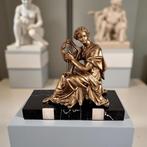 sculptuur, Joueuse de harpe - 23 cm - Marmer, Zinklegering -