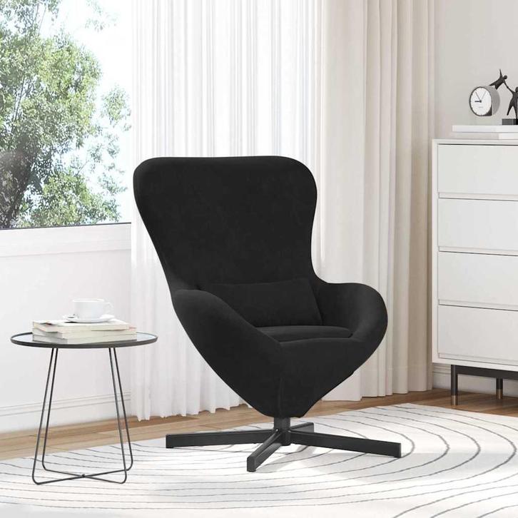 vidaXL Eivormige stoel Zwart 63 x 73 x 90 cm Fluweel, Huis en Inrichting, Fauteuils, Nieuw, Verzenden
