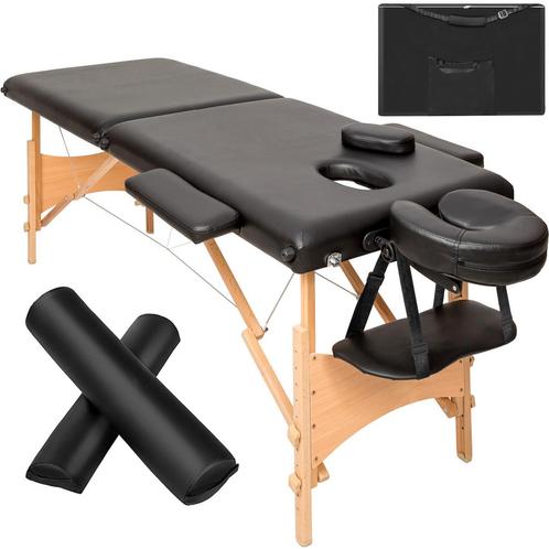 2 zones massagetafel-set met 5cm matras, rolkussens en houte, Sport en Fitness, Massageproducten, Verzenden