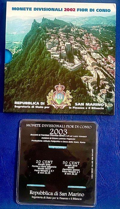 San Marino. Year Set (BU) 2002/2003 (2 sets) (Zonder, Timbres & Monnaies, Monnaies | Europe | Monnaies euro