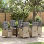 vidaXL Tuin Eettafel Set 7 pcs Beige poly rattan, Tuin en Terras, Verzenden, Nieuw