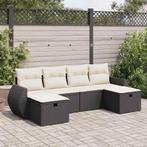 vidaXL 6-delige Loungeset met kussens poly rattan zwart, Verzenden, Loungeset