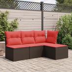 vidaXL Tuinstoel met Kussen Bruin 55x55x37 cm Poly Rattan, Verzenden, Nieuw