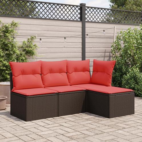 vidaXL Tuinstoel met Kussen Bruin 55x55x37 cm Poly Rattan, Tuin en Terras, Tuinsets en Loungesets, Nieuw, Verzenden