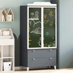 vidaXL Krijtbord Garderobe met lade Grijs en wit Bewerkt, Huis en Inrichting, Verzenden, Nieuw