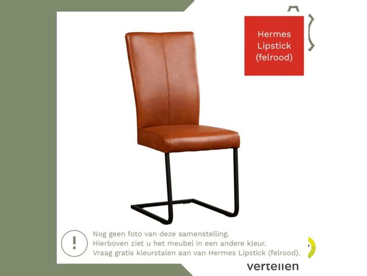 Leren eetkamerstoel Dare - Hermes Lipstick (felrood) -, Huis en Inrichting, Stoelen, Rood, Eén, Nieuw, Leer, Ophalen of Verzenden