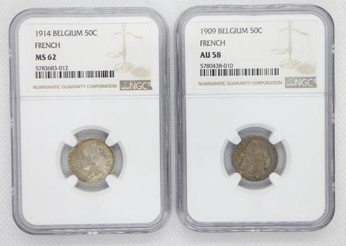 België. 50 Cents 1909 and 1914  (Zonder Minimumprijs), Postzegels en Munten, Munten | Nederland