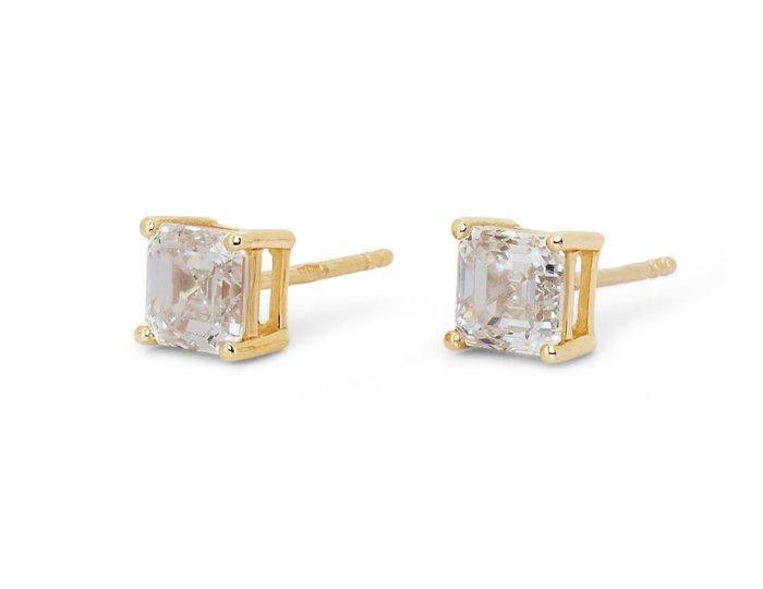 Oorbellen - 18 karaat Geel goud - 2.00ct. tw. Diamant, Handtassen en Accessoires, Oorbellen