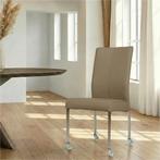 Leren eetkamerstoel Comfort met wieltjes - Toledo Mocca, Huis en Inrichting, Bruin, Nieuw, Leer, Ophalen of Verzenden