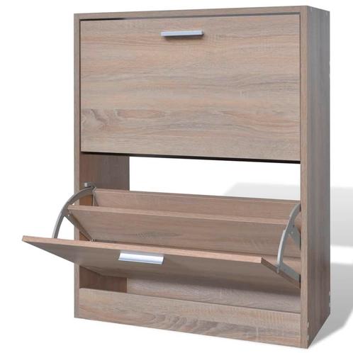 vidaXL Schoenenkast met 2 vakken eiken-look hout, Huis en Inrichting, Kasten | Schoenenkasten, Nieuw, Verzenden