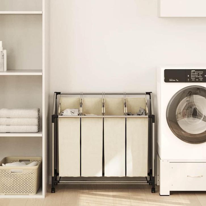 vidaXL Wassorteerder met 4 zakken staal crème, Huis en Inrichting, Woonaccessoires | Overige, Nieuw, Verzenden