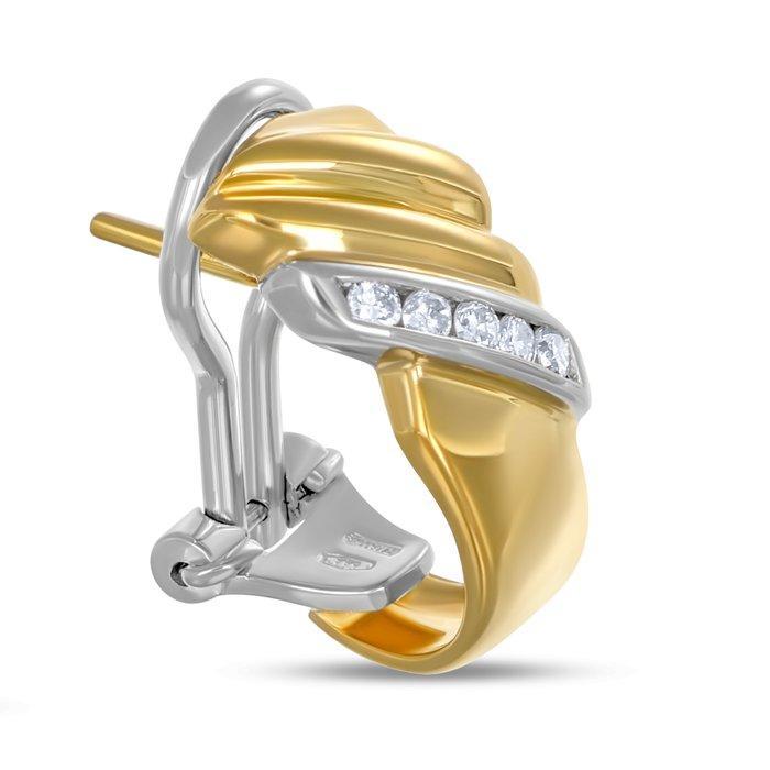 Oorbellen - 18 karaat Geel goud, Witgoud - 0.15ct. tw., Handtassen en Accessoires, Oorbellen