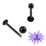 Fako Bijoux® - Labret Piercing - 3mm - Zwart - 2 Stuks, Verzenden, Nieuw
