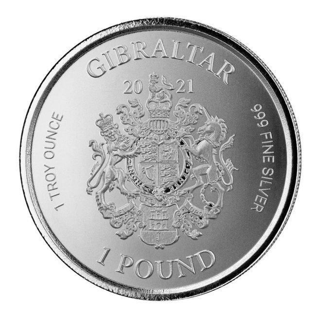 Gibraltar. 1 Pound 2021 1 oz £1 Pound Silver Bullion, Timbres & Monnaies, Métaux nobles & Lingots