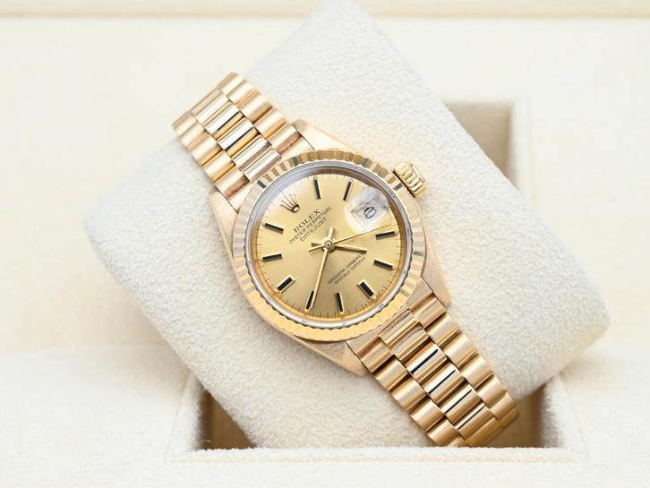 Rolex Lady-Datejust Ref. 69178 Year 1985 (Box & Papers), Handtassen en Accessoires, Horloges | Dames, Goud, Zo goed als nieuw