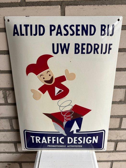 XL Bord Traffic Design - Emaille reclamebord - Emaille, Antiek en Kunst, Antiek | Wandborden en Tegels