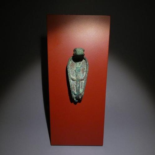 Oud-Egyptisch Brons Fijne Uraeus-godssculptuur. 7,5 cm hoog., Verzamelen, Mineralen en Fossielen