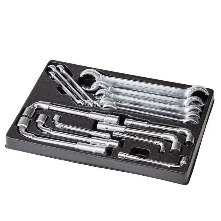 Haakse pijpsleutels- en remleidingsleutelset 16-delig in, Doe-het-zelf en Bouw, Gereedschapskisten, Ophalen of Verzenden