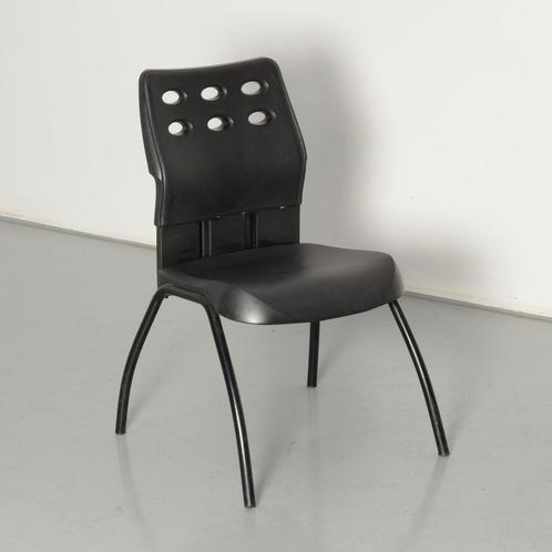 Steelcase strafor kantinestoel, zwart, 4-poot onderstel, Huis en Inrichting, Stoelen, Ophalen of Verzenden