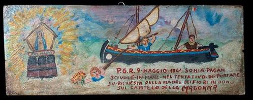 Antiek Votiefgeschenk - ex Voto op Hout ter intercessie van, Antiek en Kunst, Kunst | Niet-Westerse kunst