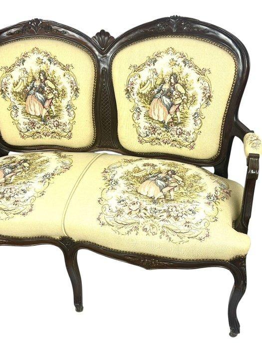 Canapé - Hout, Stof - koppelbank, Antiek en Kunst, Antiek | Overige Antiek