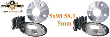 Spacers 5mm Alfa Fiat Opel 5x98 58.1 Spoorverbreders, Ophalen of Verzenden
