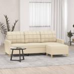 vidaXL Driezitsbank met voetenbank 180 cm stof crèmekleurig, Huis en Inrichting, Verzenden, Nieuw