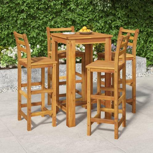 vidaXL 5-delige Tuinbarset massief acaciahout, Tuin en Terras, Tuinsets en Loungesets, Nieuw, Verzenden