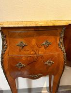 Nachtkastje (2) - walnotenhout, messing, marmer - Een paar