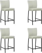 Set van 4 Lichtgrijze leren moderne barkrukken - poot, Overige kleuren, Nieuw, Leer, Ophalen of Verzenden