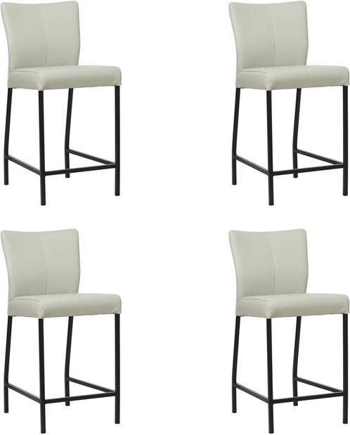 Set van 4 Lichtgrijze leren moderne barkrukken - poot, Huis en Inrichting, Stoelen, Overige kleuren, Vier, Nieuw, Leer, Ophalen of Verzenden