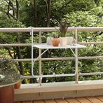 vidaXL Table de balcon Blanc 60x40 cm Acier, Jardin & Terrasse, Ensembles de jardin, Neuf, Verzenden