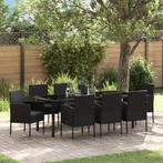 vidaXL 9-delige tuinset met kussens - zwart poly rattan, Tuin en Terras, Tuinstoelen, Verzenden, Nieuw