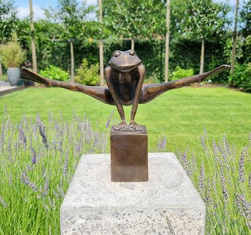 sculptuur, Springende kikker - 28 cm - Brons, Antiek en Kunst, Kunst | Designobjecten