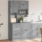 vidaXL Keukenkast 95x50x180 cm bewerkt hout grijs sonoma, Huis en Inrichting, Kasten | Overige, Verzenden, Nieuw