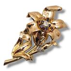 Broche - 18 karaat Geel goud, Vintage 18k gouden saffier en