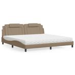 vidaXL Bed met matras kunstleer cappuccinokleurig 200x200 cm, Verzenden, Nieuw