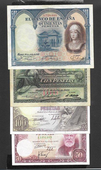 Spanje. - 4 Banknotes - various dates -, Postzegels en Munten, Munten | Nederland