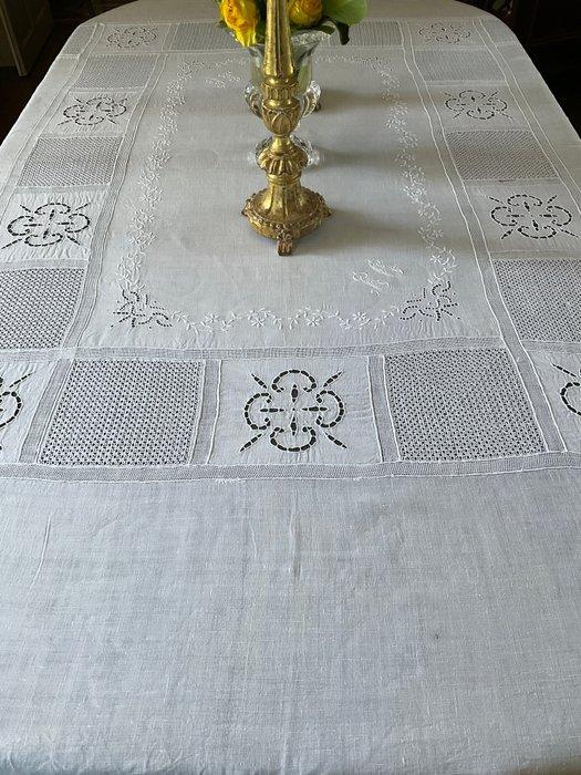 Late 19e-eeuws Richelieu tafellinnen met initialen L.C. -, Antiek en Kunst, Antiek | Tapijten, Tafelkleden en Textiel