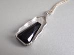 Zilver - Ketting met hanger - Art Deco Glas -Onyx, Antiek en Kunst