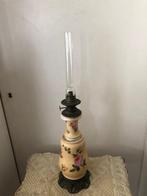 Lamp - Brons, Glas, Porselein, Prachtige kerosinelamp in