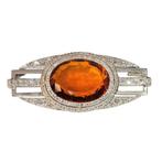 Broche - 18 carats Or blanc, Platine -  12.50ct. tw. Citrine, Bijoux, Sacs & Beauté, Bijoux anciens