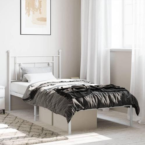 vidaXL Cadre de lit métal avec tête de lit blanc 100x190, Huis en Inrichting, Slaapkamer | Bedden, Verzenden
