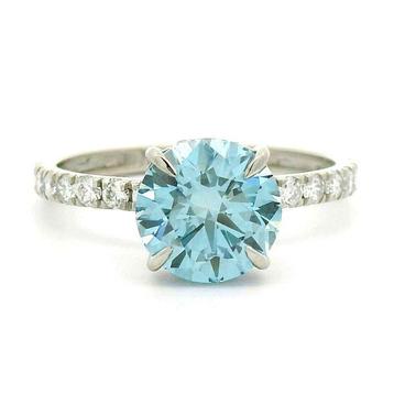 Zonder Minimumprijs - Ring Platina -  2.53ct. tw. Blauw, Handtassen en Accessoires, Ringen, Nieuw