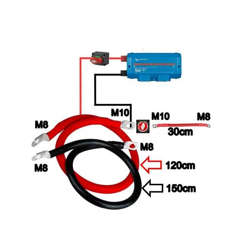 Accukabel SET 35mm² Rood (M8 0,3M M10 M10 1,2M M8) Zwart..., Doe-het-zelf en Bouw, Zonnepanelen en Toebehoren, Nieuw, Verzenden
