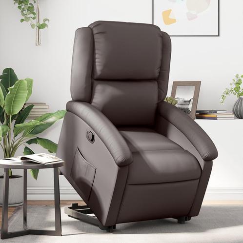 vidaXL Fauteuil inclinable marron foncé cuir véritable, Huis en Inrichting, Fauteuils, Verzenden