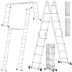 Vouwladder - werkhoogte 5,60 m - aluminium - met platform, Ophalen of Verzenden, Nieuw
