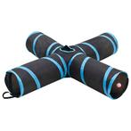 vidaXL Kattentunnel 4-voudig 132 cm polyester zwart en blauw, Kinderen en Baby's, Verzenden, Nieuw